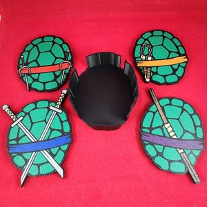 Ninja Turtle inspired shell drink coasters set of 4
