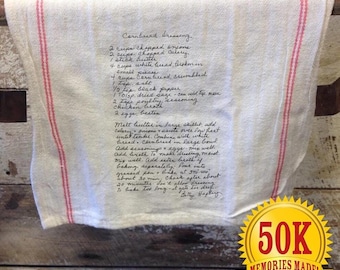 Paño de cocina con receta familiar. Paño de cocina con impresión personalizada. Tu arte en un paño de cocina. Escanea y envía tu imagen para crear tu propio regalo personalizado.