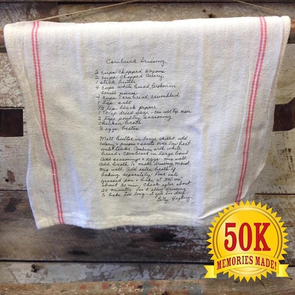 Family Recipe Tea Towel Custom printed Tea Towel, Your Art on a tea towel, Scan and Send Your Image to Create Your Own Personalized Gift -