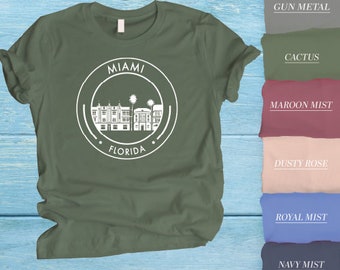 Miami T-Shirt, Miami Skyline Shirt, Miami Tee, Miami Vacation Gift, Miami Lover Tee, Cute Miami Tee, Florida Travel Shirt, Florida Shirt