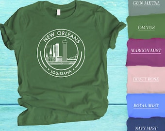 Camiseta de Nueva Orleans, Camisa Skyline de Nueva Orleans, Camiseta de Nueva Orleans, Regalo de vacaciones de Nueva Orleans, Camiseta amante de Nueva Orleans, Camiseta linda de Nueva Orleans