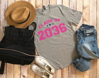 Class Of 2036 Collegiate Custom Year, Back to School, End of Year Adult Yearly Picture Grow Into Me Shirt