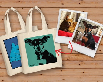 Love My Pet Tote con ilustración personalizada 15x15" - Tote para amantes de los peces, perros, gatos y pájaros