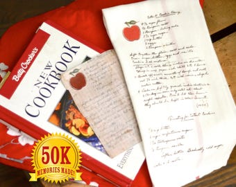 Heirloom Recipe Tea Towel / Original Handwriting / Recipe Tea Towel / Handwritten Recipe / Family Recipe / Grandma's Recipe