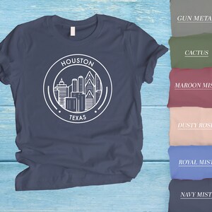 Houston T-Shirt, Houston Skyline Shirt, Houston T-Shirt, Houston Urlaubsgeschenk, Houston Liebhaber T-Shirt, süßes Houston T-Shirt, Texas Skyline Shirt