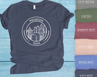 Houston T-Shirt, Houston Skyline Shirt, Houston Tee, Houston Vacation Gift, Houston Lover Tee, Cute Houston Tee, Texas Skyline Shirt