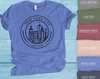 Camiseta de la ciudad de Nueva York, camisa del horizonte de la ciudad de Nueva York, camiseta de la ciudad de Nueva York, regalo de vacaciones de la ciudad de Nueva York, camiseta amante de la ciudad de Nueva York, camiseta linda de la ciudad de Nueva York
