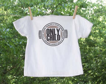 Only Child Expiring Retro Circle Logo with Due Date T Shirt - Personalized Youth Shirt -Custom Child's tee - Made to Order t-shirt