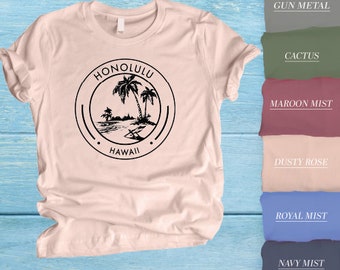 Camiseta de Honolulu, camisa Skyline de Honolulu, camiseta de Honolulu, regalo de vacaciones de Honolulu, camiseta amante de Honolulu, camiseta linda de Honolulu, camisa de Hawái