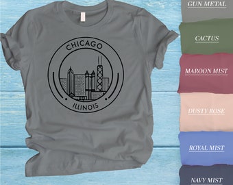 Chicago T-Shirt, Chicago Skyline Shirt, Chicago Tee, Chicago Vacation Gift, Chicago Lover Tee, Cute Chicago Tee, Windy City Shirt