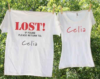 If Lost, Please Return to... - Set of 2 shirts - Personalized funny t-shirts for unique style -Express yourself with custom humor tees