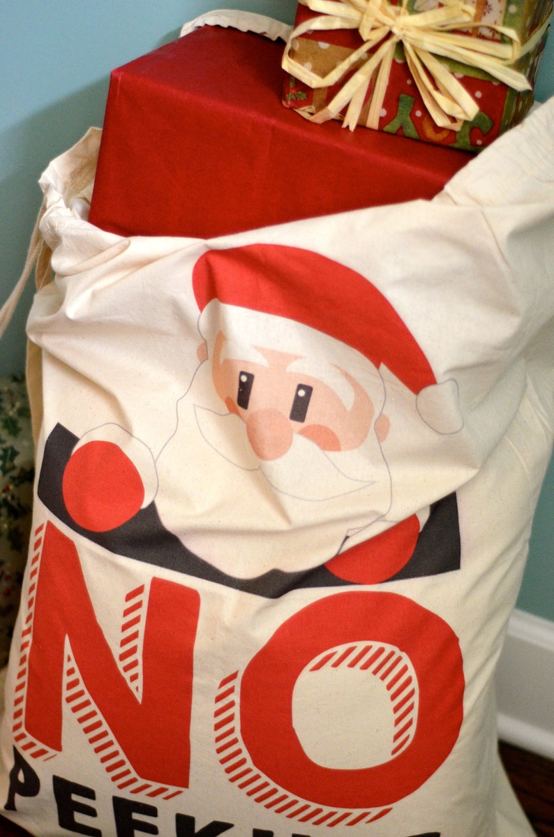 Santa Bag No Peeking Large Christmas Bag Santa Sack Christmas Gift Bag 23x33 Santa Delivery Bag