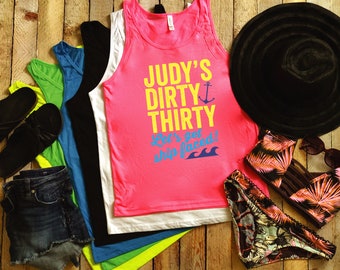 Dirty Thirty Let's Get Ship Faced Personalized Neon Tank Top - Custom Birthday Beach Tank