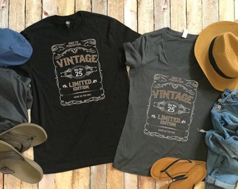 Aged to Perfection Vintage Whiskey 25th Birthday Party T-shirt