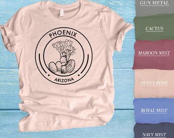 Camiseta Phoenix, camisa Phoenix Skyline, camiseta Phoenix, regalo de vacaciones de Phoenix, camiseta amante de Phoenix, camiseta linda de Phoenix, camisa de Arizona