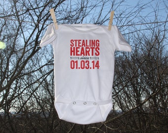 Stealing Hearts Since Infant Bodysuit or Tee (personalized with birthday) - Valentine's - TW