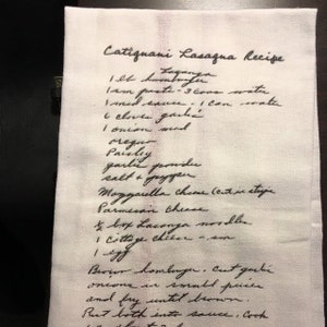 Handwritten Recipe Tea Towel / Recipe Towel / Handwritten Gifts / Your recipe custom printed original recipe on right just for example image 7