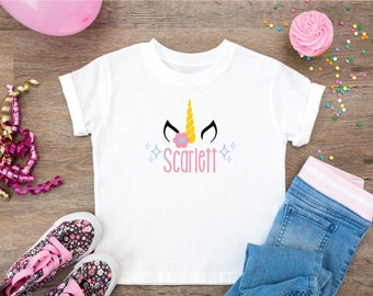 Personalized Unicorn T-shirt - Custom Unicorn Top for Girls
