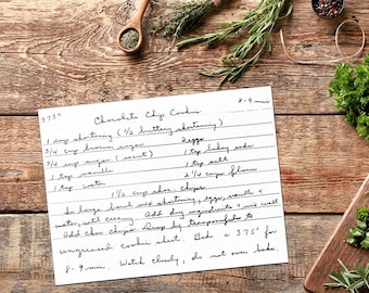 Tarjetas de notas de recetas