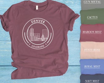 Denver T-Shirt, Denver Skyline Shirt, Denver Tee, Denver Vacation Gift, Denver Lover Tee, Cute Denver Tee, Mile High City Shirt, CO Shirt