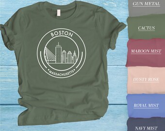 Boston T-Shirt, Boston Skyline Shirt, Boston Tee, Boston Vacation Gift, Boston Lover Tee, Cute Boston Tee, Massachusetts Shirt