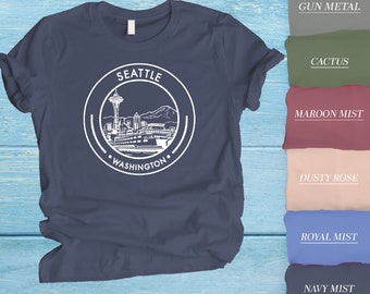 Camiseta de Seattle, camisa Seattle Skyline, camiseta de Seattle, regalo de vacaciones de Seattle, camiseta amante de Seattle, camiseta linda de Seattle, camisa Space Needle