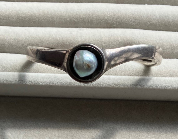 Beautiful Blue Pearl Modern sterling silver cuff … - image 5