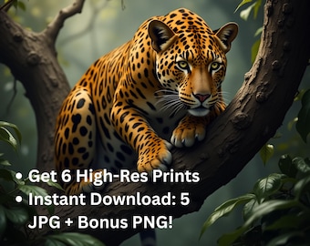 Shadow Stalker – Leopard Wall Art | Jungle Predator Printable | Digital Download JPG | Wildlife Decor | Instant Animal Print | 300 DPI