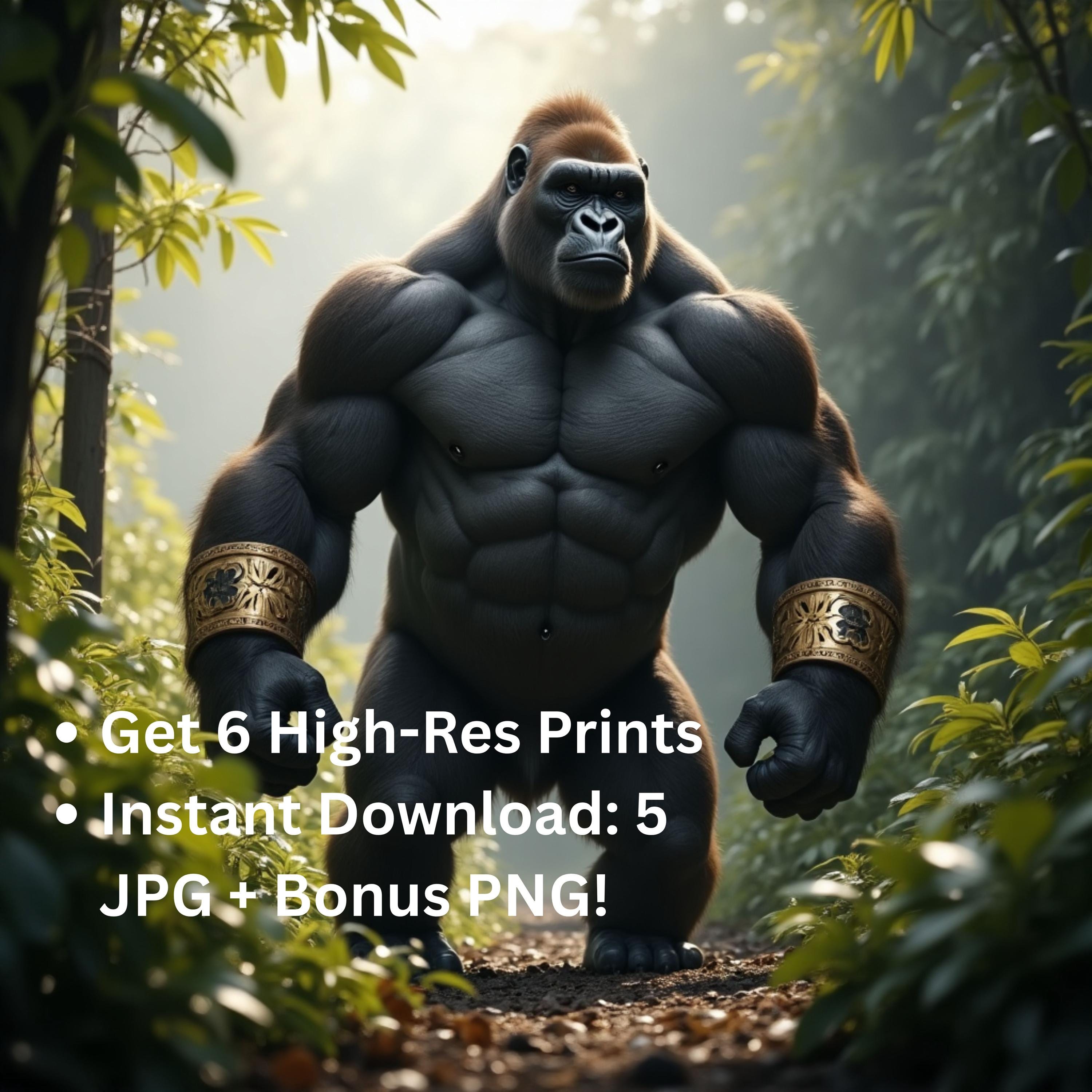 The Golden Alpha – Silverback Gorilla Wall Art | Jungle Animal Printable | Digital Download JPG | Wildlife Decor | 300 DPI File