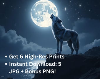 Lone Howl - Wall Art | Forest Animal Printable | Digital Download JPG | Wildlife Decor | 300 DPI File