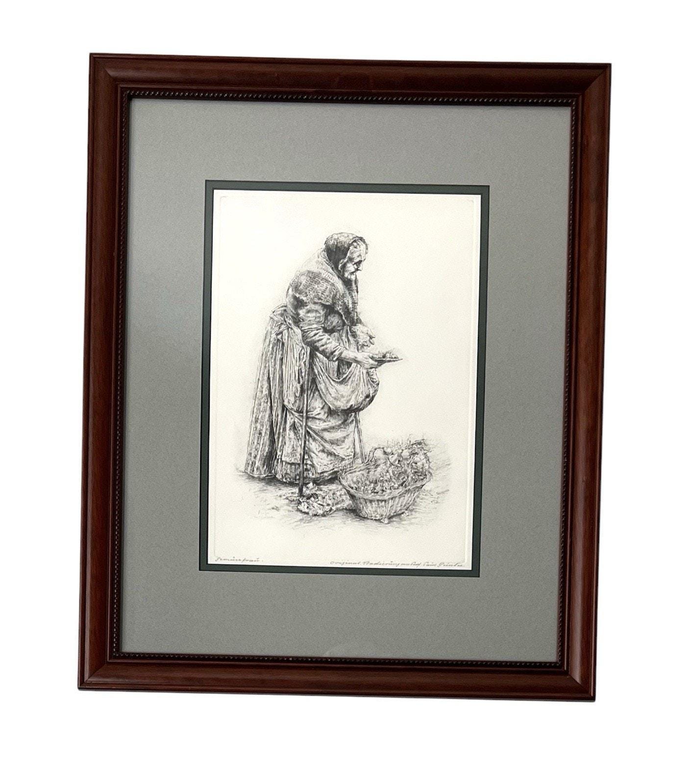 ローテンブルクの街並み　絵画　版画　エッチング　ドイツ画家ポール・ガイスラー作 ローテンブルクの街並み 絵画 版画 エッチング ドイツ画家ポール