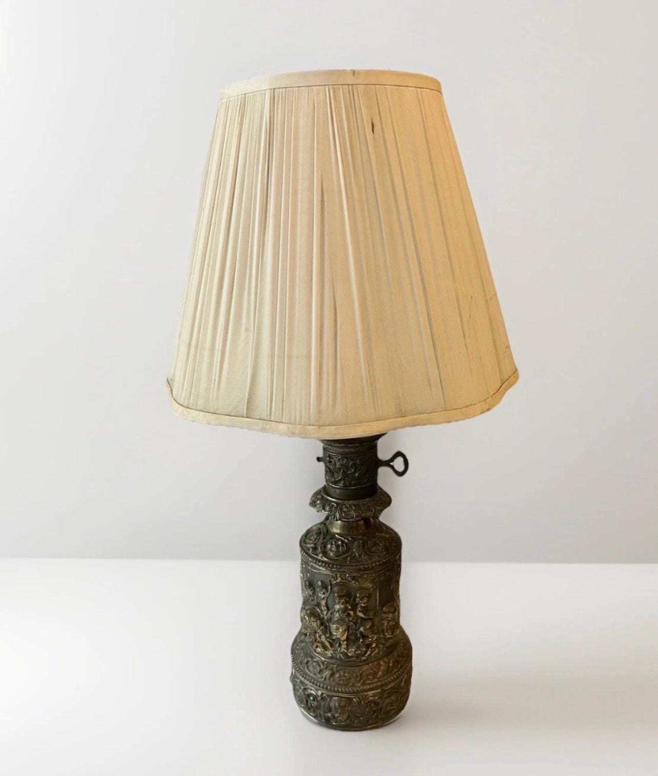 Vintage Gilt Bronze Cherub Table Lamp – Hollywood Regency Putti – Ornate Rococo Baroque Style – Westwood NY – Working Condition