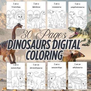 30 Dinosaur Coloring Pages Dinosaur Coloring Sheets for Kids Dinosaur Coloring Printables Dinosaur Digital Coloring Kids Coloring Pages Book