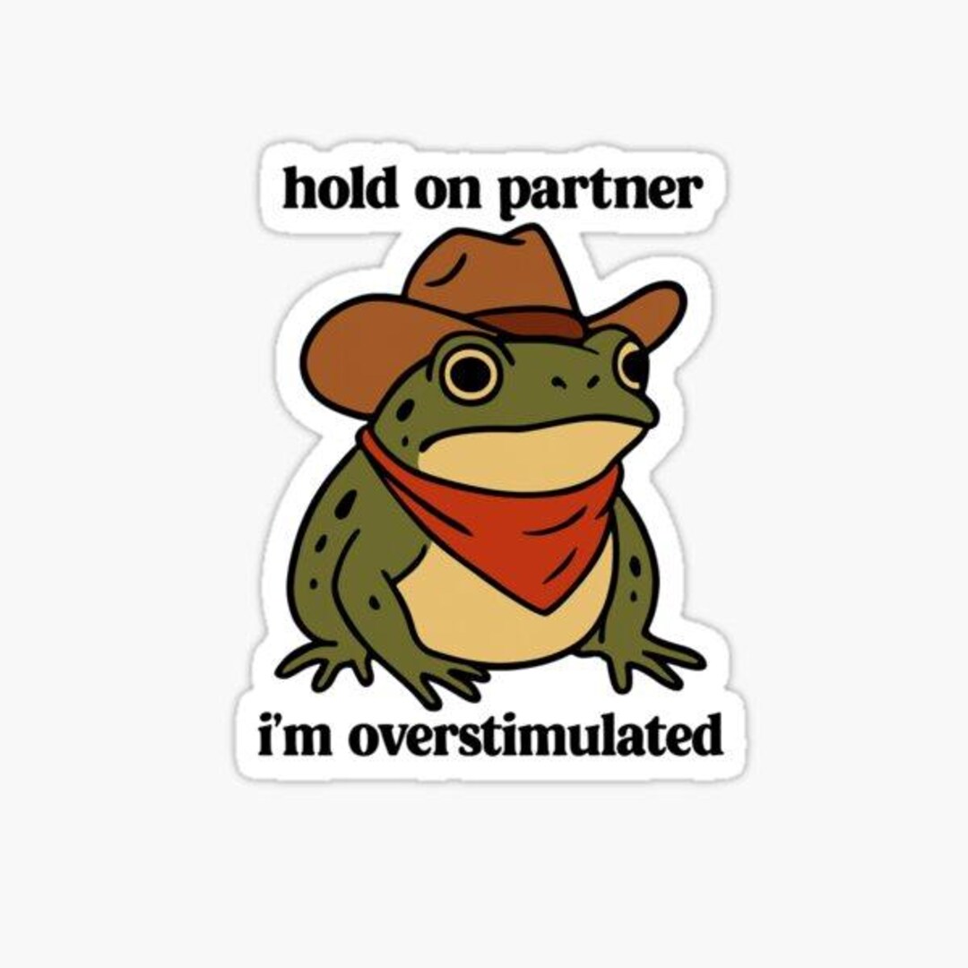 Funny Cowboy Frog Meme Sticker, Overstimulated Anti-social Decal - Etsy