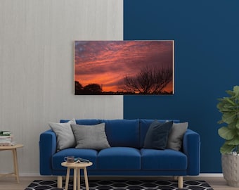 Fire Sky sunset Printable Wall Art Dramatic Pink Orange Clouds Nature Photography Instant Download