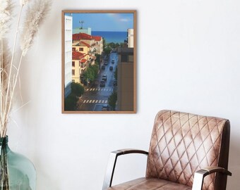 Coastal City Rainbow Print: Urban Seaside Photography (Digital Download)