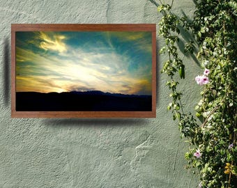 Sunset Over Mountains Print: Dramatic Sky Landscape (Digital Download)