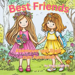 Best Friends - Adventures and Fun to Color, 35 coloring pages for children celebrating friendship and shared experiences.