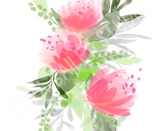 Watercolor Floral Printable "QUINN", watercolor, watercolor art, floral art, floral decor, home decor, flower art, nursery decor