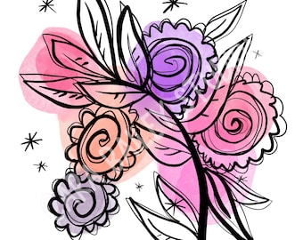 Doodle art, digital art download, art printable, abstract doodle printable, doodle printable, "Vannah", art download