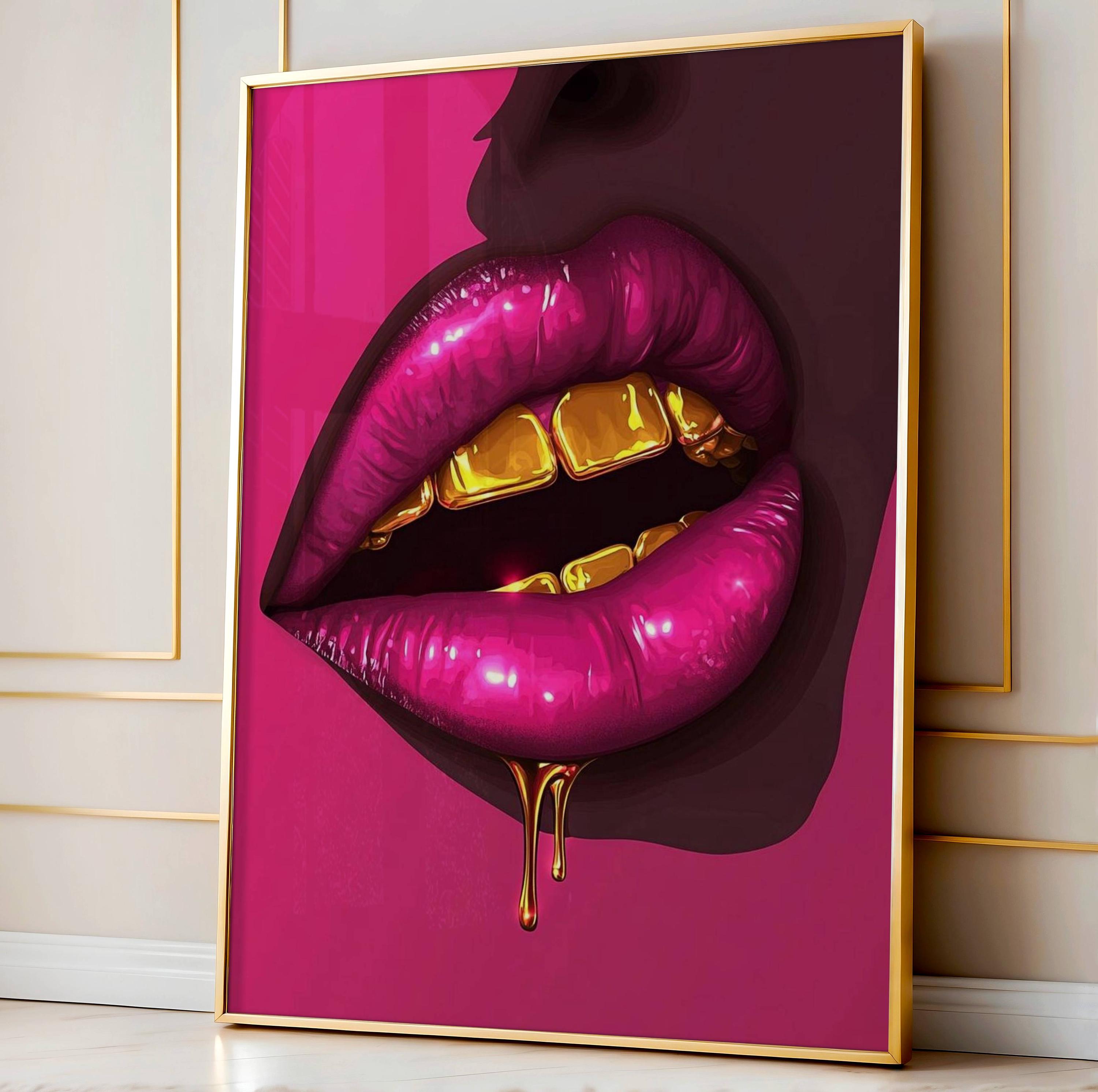 Black Woman Grillz Art Print, Urban Gloss Digital Art, Black Girl