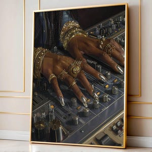 Black Girl Wall Art, Black Woman Wall Art, Recording Studio Art, Y2K Fashion, Mixing Console, DJ Art, Song Lover Digital Print