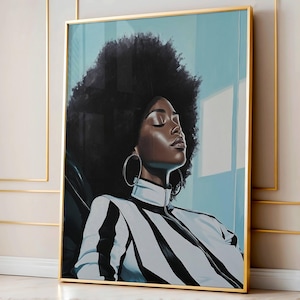 Black Woman Portrait Print: Afro Feminine Energy Art (Digital Download