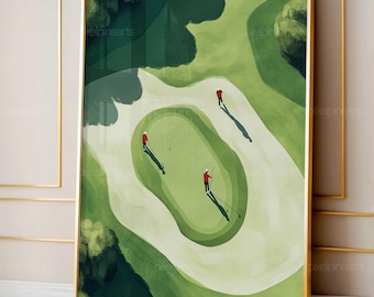 Tiny Golfers Print, Minimalist People Art, Golfer Dad Gift, Unique Modern Poster, Golf Sport Room Decor, Modern Golf Artwork