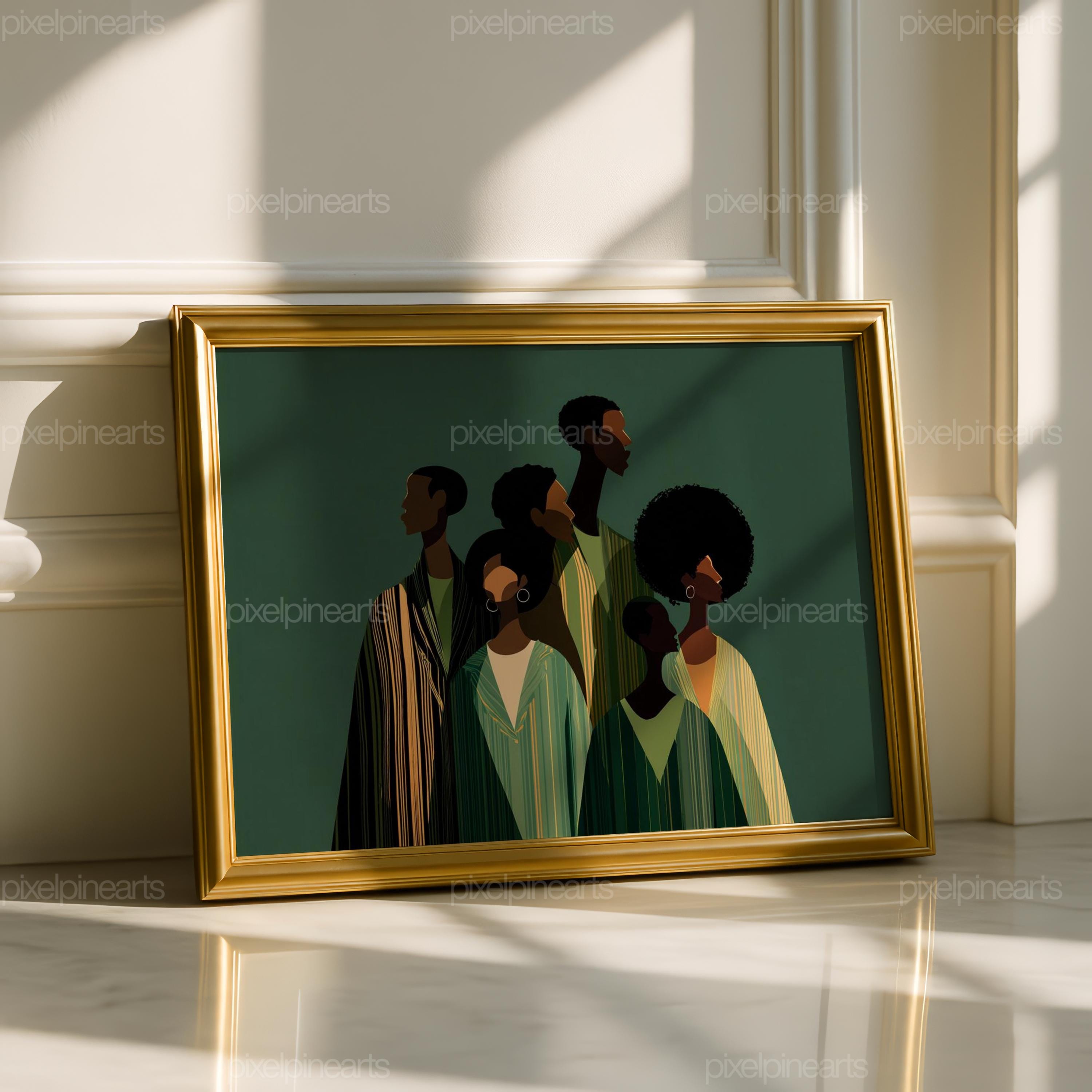 black-friends-wall-art-print-afrocentric-group-illustration-modern