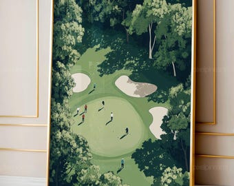 Minimalist People Art, Tiny Golfers Print, Golfer Dad Gift, Sport Room Decor, Modern Golf Artwork, Unique Modern Poster