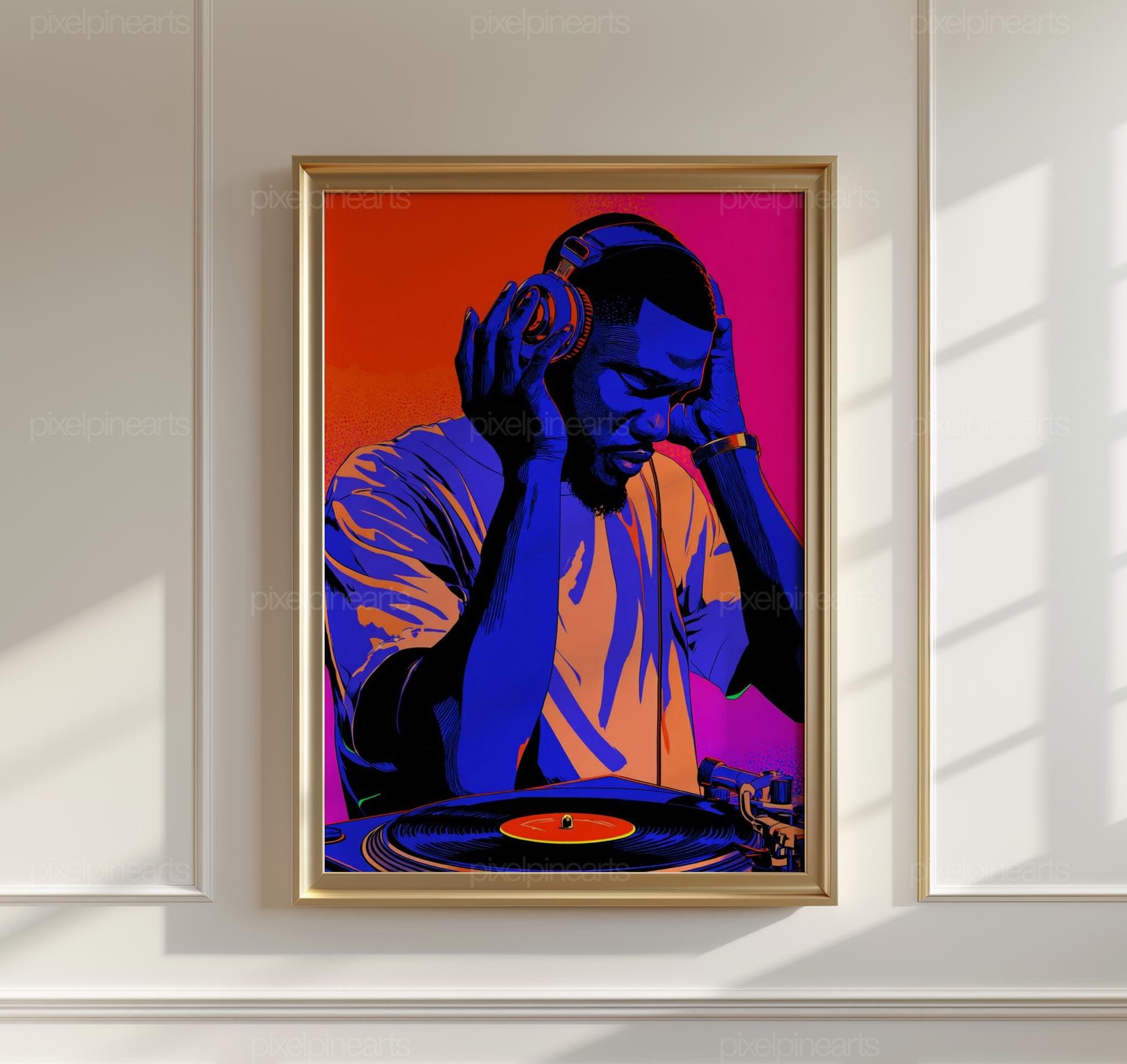 Record Sleeve Wall Art, Black Man Hip Hop Poster, Vinyl Collector
