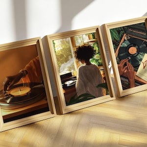 Set of 3 Black Woman Art, Fashion, Music, Black Woman Wall Art, Black Girl Wall Art, Black Girl Art, Abstract Art, Printable Black Art