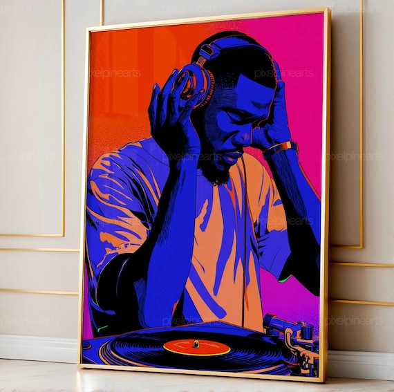 Record Sleeve Wall Art, Black Man Hip Hop Poster, Vinyl Collector