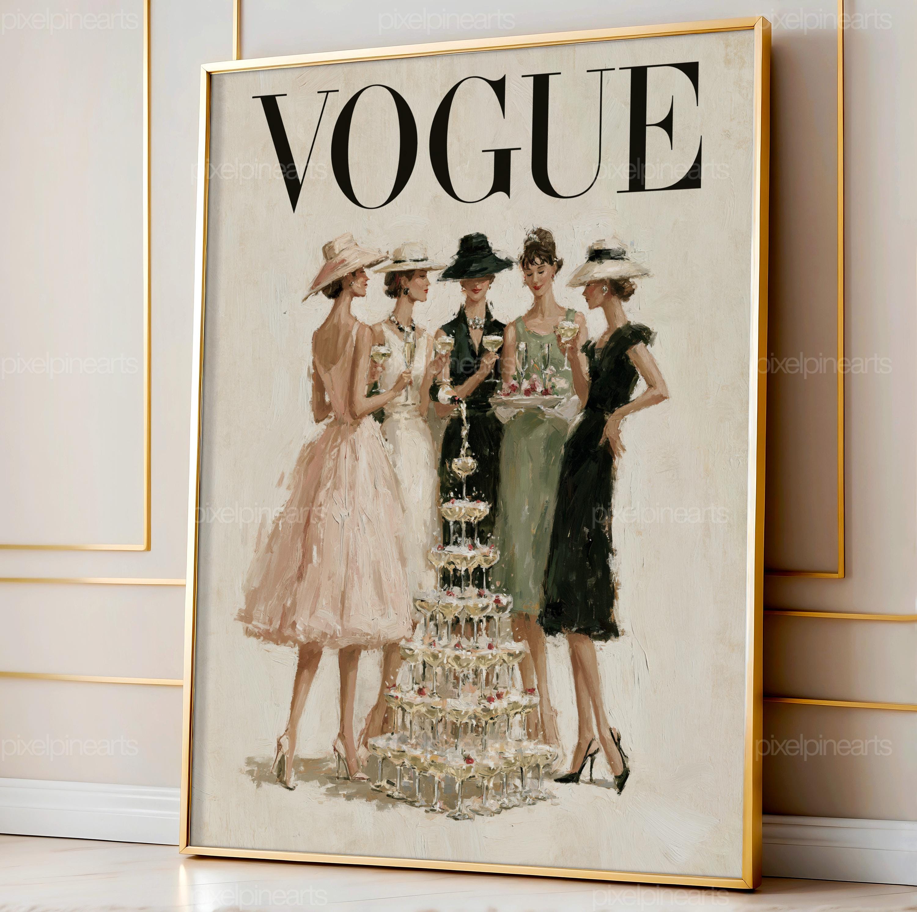 Champagne Tower Art Print, Elegant Cocktail Party Painting